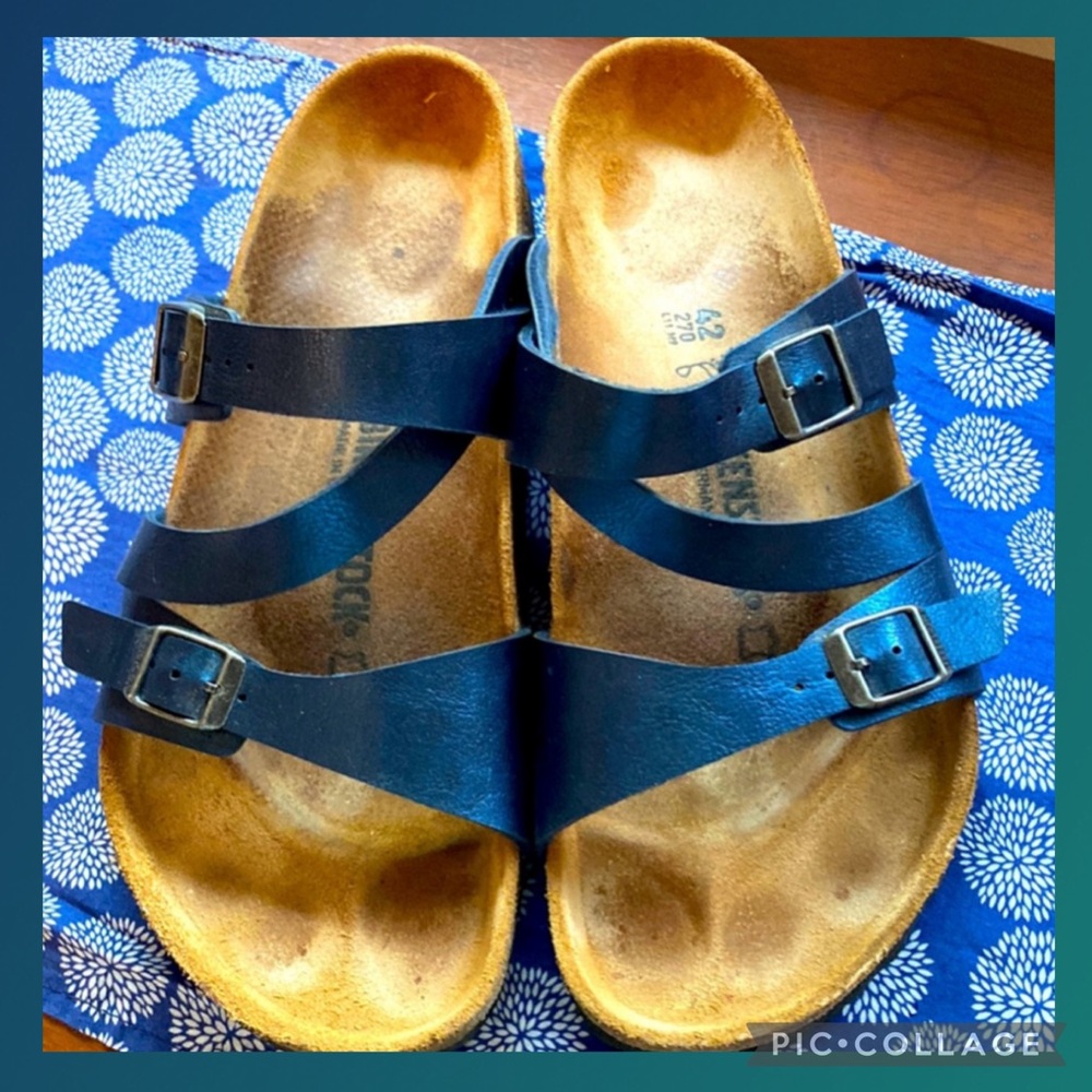 Birkenstock Salina Metallic Blue Sandals size 42 11/ 12